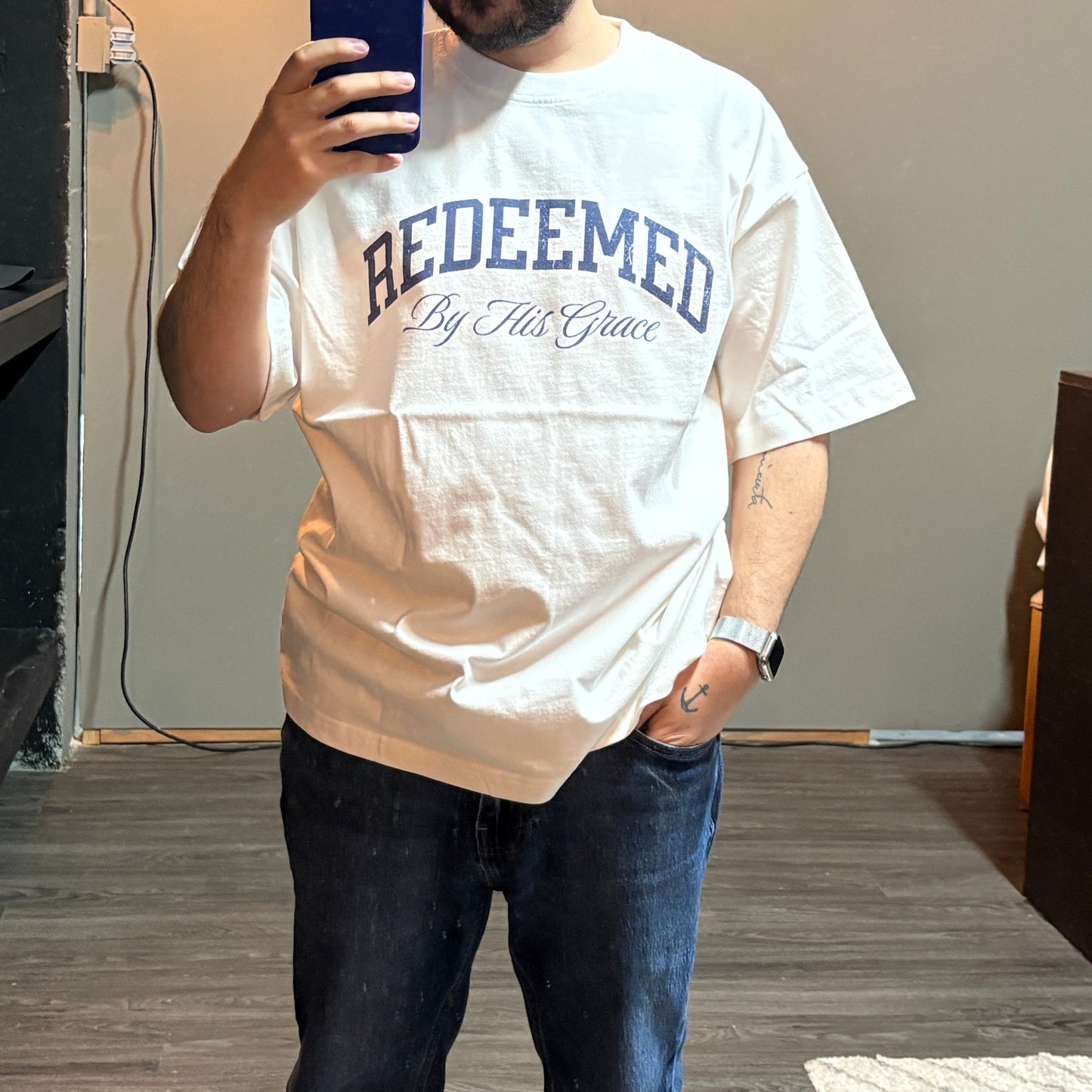 Redeemed by His Grace Tee - White